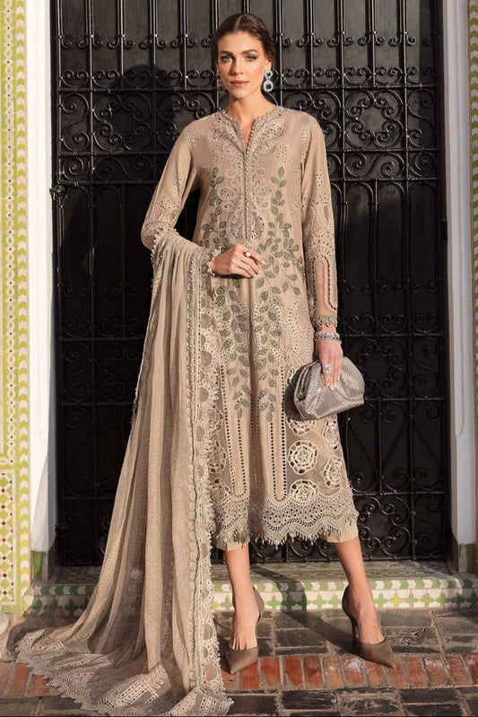 RR-MB2665 Lawn Unstitched Chiken Kari 3pc Suit With Organza Embroidered Dupatta