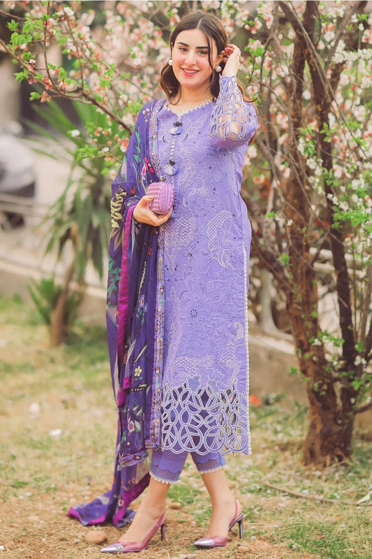 RR-04 Lawn stuff 3 Piece fully Embroidered Suit with Silk Printed Dupatta
