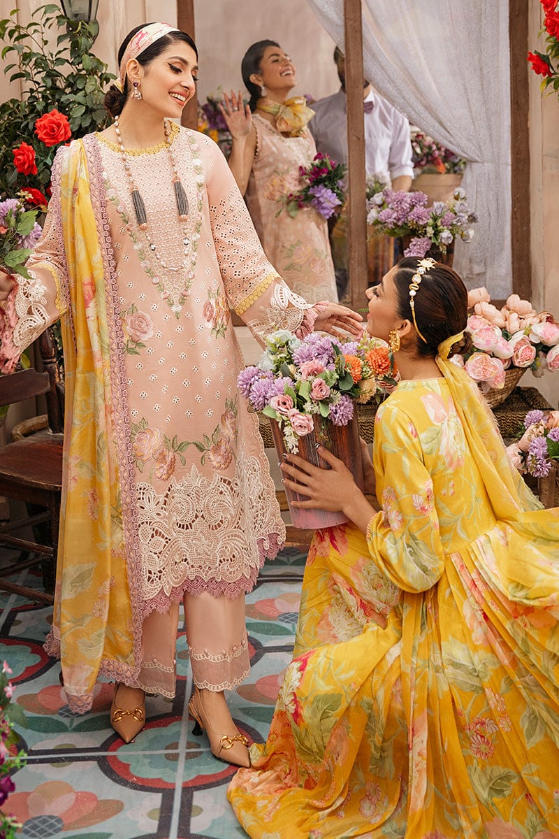 RR-MS22 Embroidered Unstitched 3Pc Chikenkari Lawn Suit With Silk Printed Dupatta