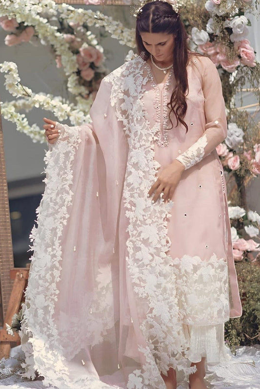 RR-90 Unstitched Lawn Embroided 3pc With Organza Embroidered Dupatta