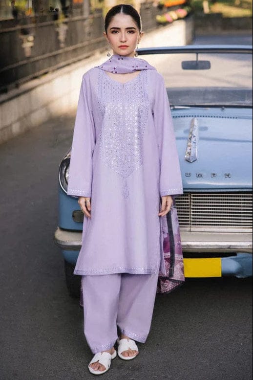 RR-ZS2625 Lawn Unstitched 3pc Embroidered Suit With Digital Printed Poly Lawn Dupatta