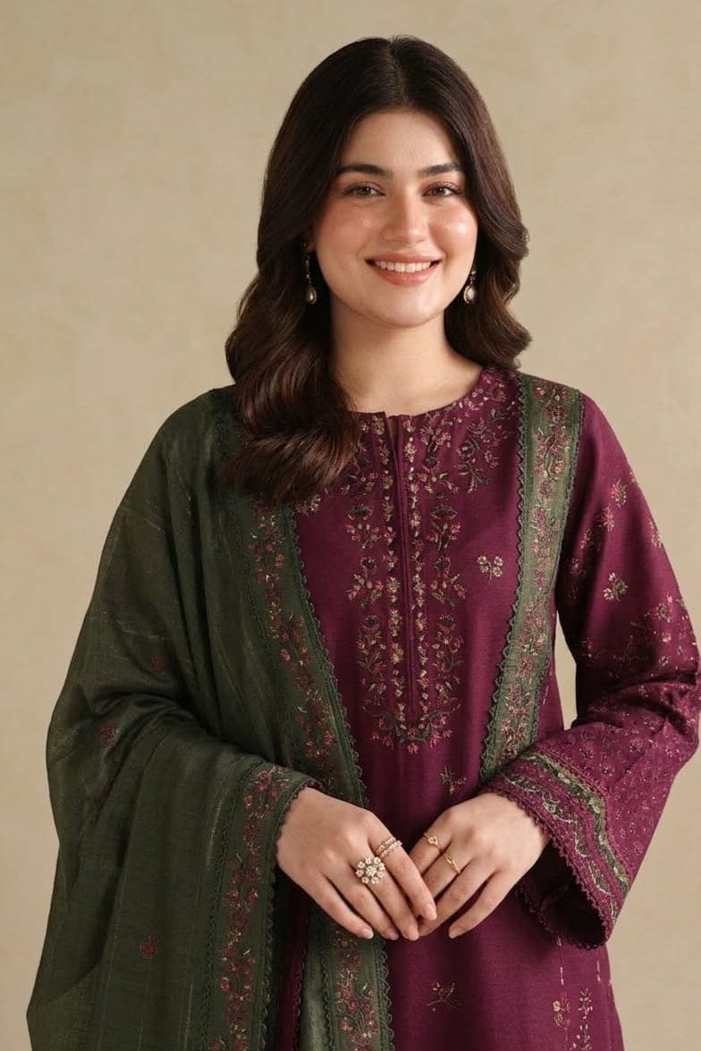 RR-IZ2705 Unstitched Fully Embroidered Lawn Suit With Embroidered Lawn Dupatta