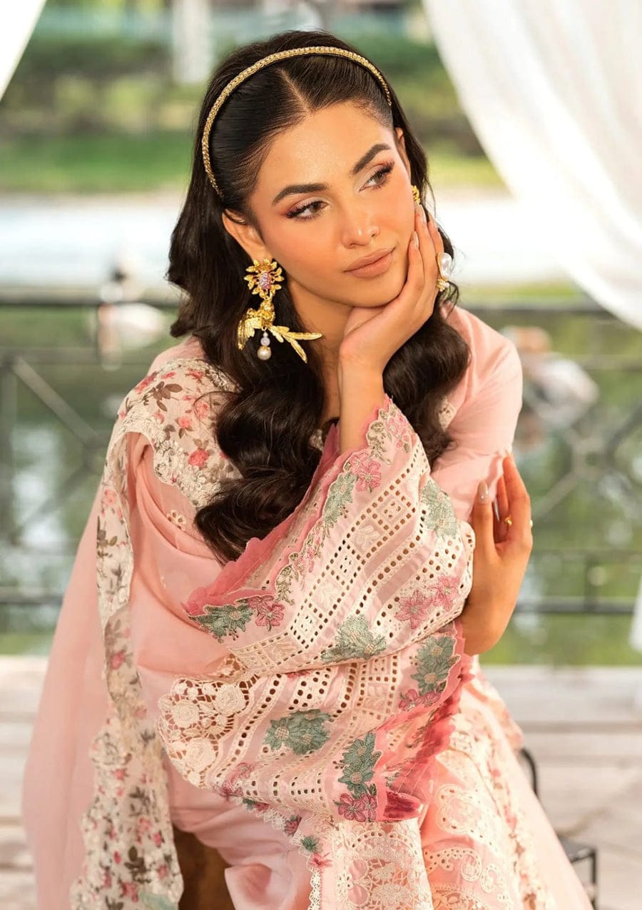 RR-EL2790 Unstitched Fully Embroided Lawn Suit With Cotton Net Embroidered Dupatta