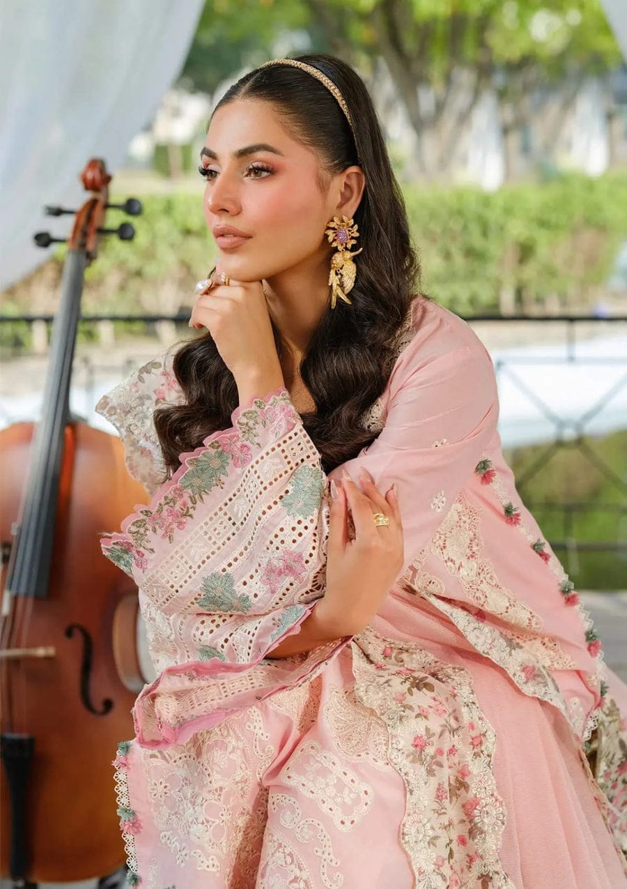 RR-EL2790 Unstitched Fully Embroided Lawn Suit With Cotton Net Embroidered Dupatta