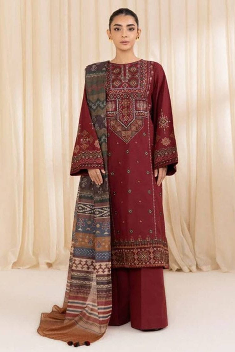 RR-SP715 Unstitched Embroidered Lawn Suit 3pc With Digital Printed Monar Dupatta
