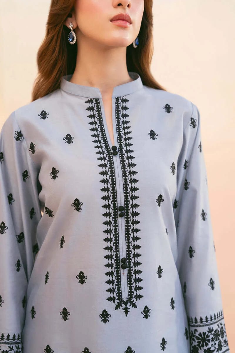 RR-AS2775 Unstitched Embroidered Lawn 3pc Suit With Organza Embroidered Dupatta