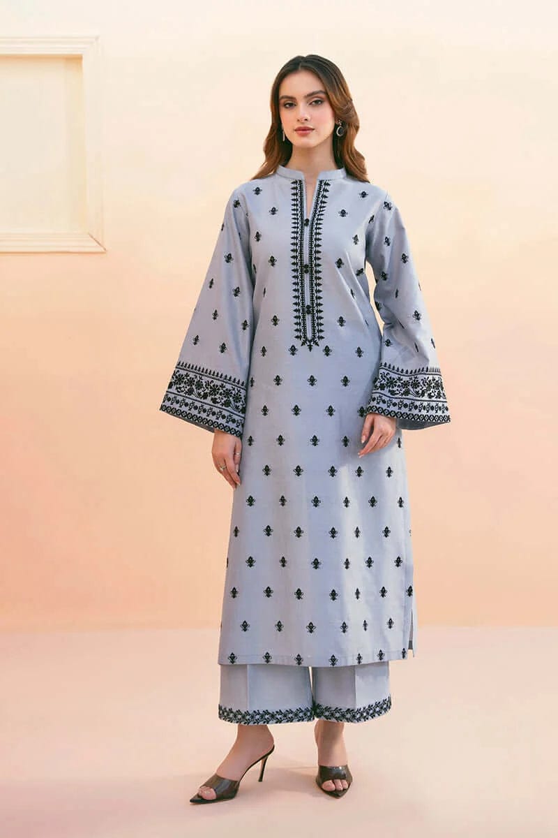 RR-AS2775 Unstitched Embroidered Lawn 3pc Suit With Organza Embroidered Dupatta