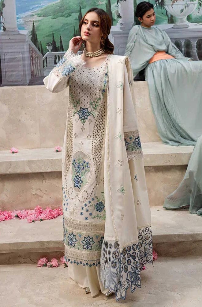 RR-MR2730 Lawn Unstitched Embroidered 3pc Suit With Lawn Embroidered Dupatta