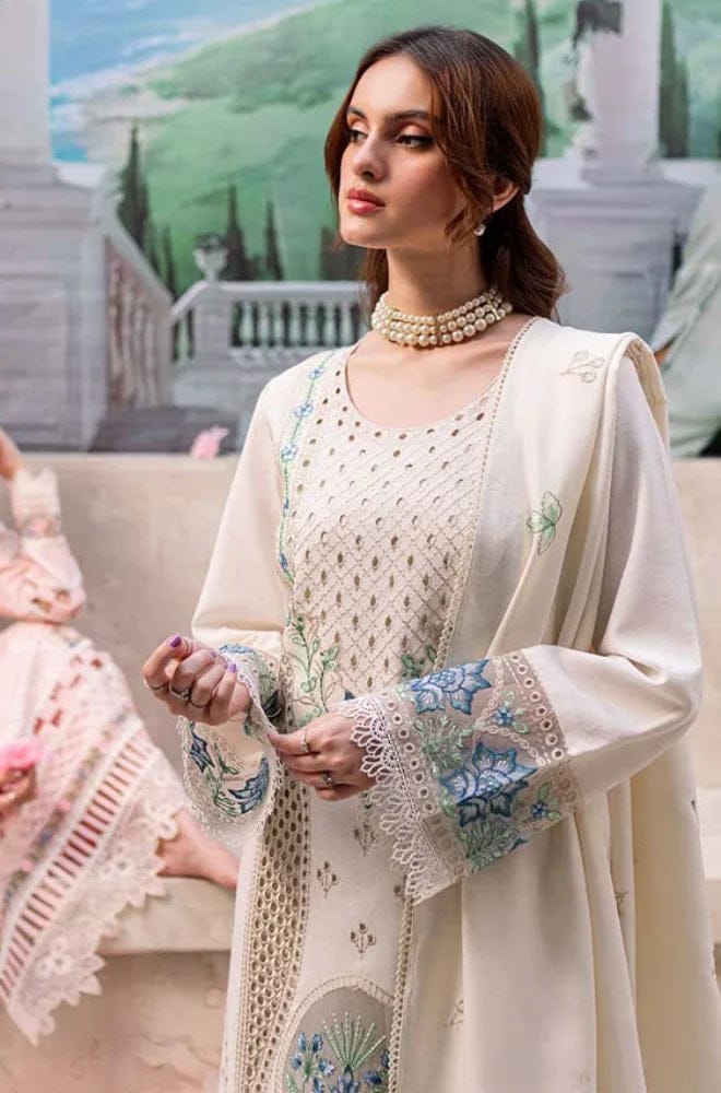 RR-MR2730 Lawn Unstitched Embroidered 3pc Suit With Lawn Embroidered Dupatta