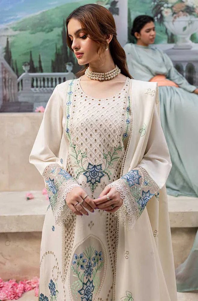 RR-MR2730 Lawn Unstitched Embroidered 3pc Suit With Lawn Embroidered Dupatta