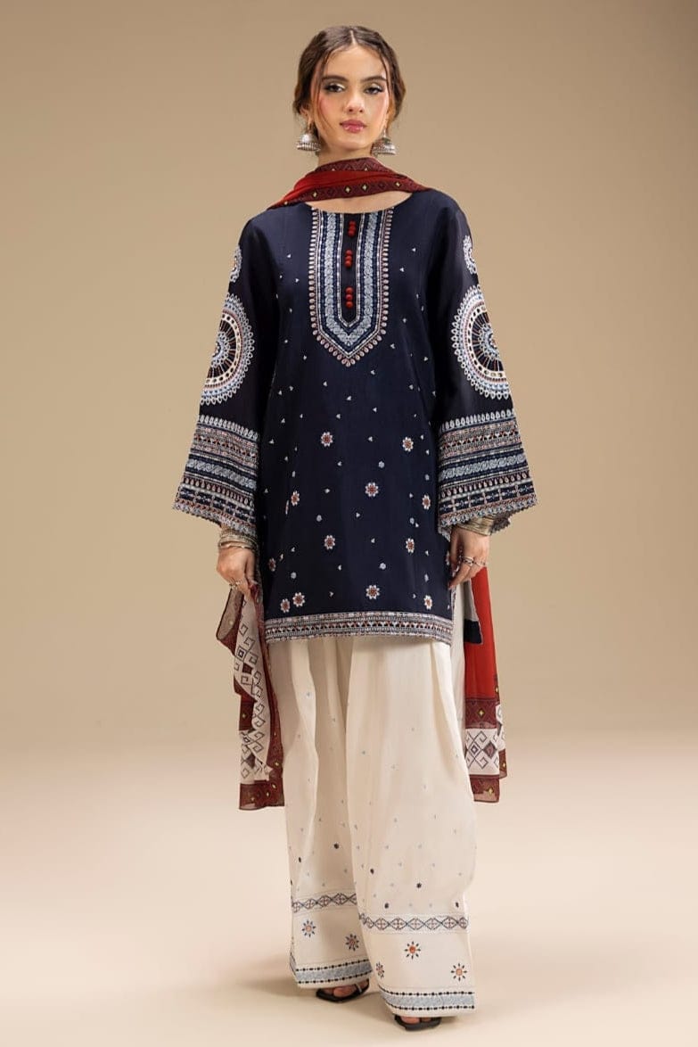 RR-RR610 Unstitched Fully Embroidered Lawn Suit With Digital Printed Monar Dupatta