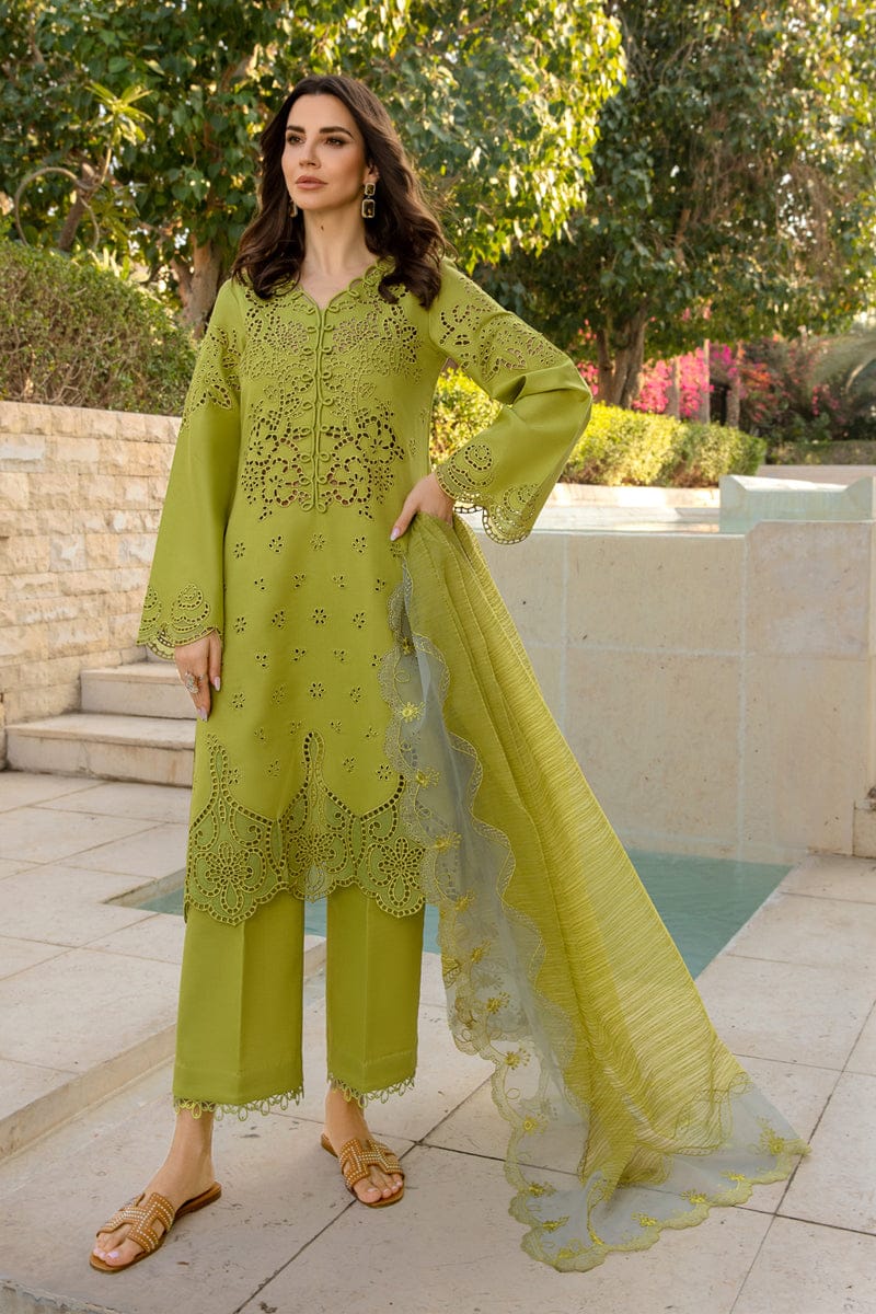 RR-RR2780 Lawn Unstitched Chikenkari 3pc Suit With Cotton Net Embroidered Dupatta