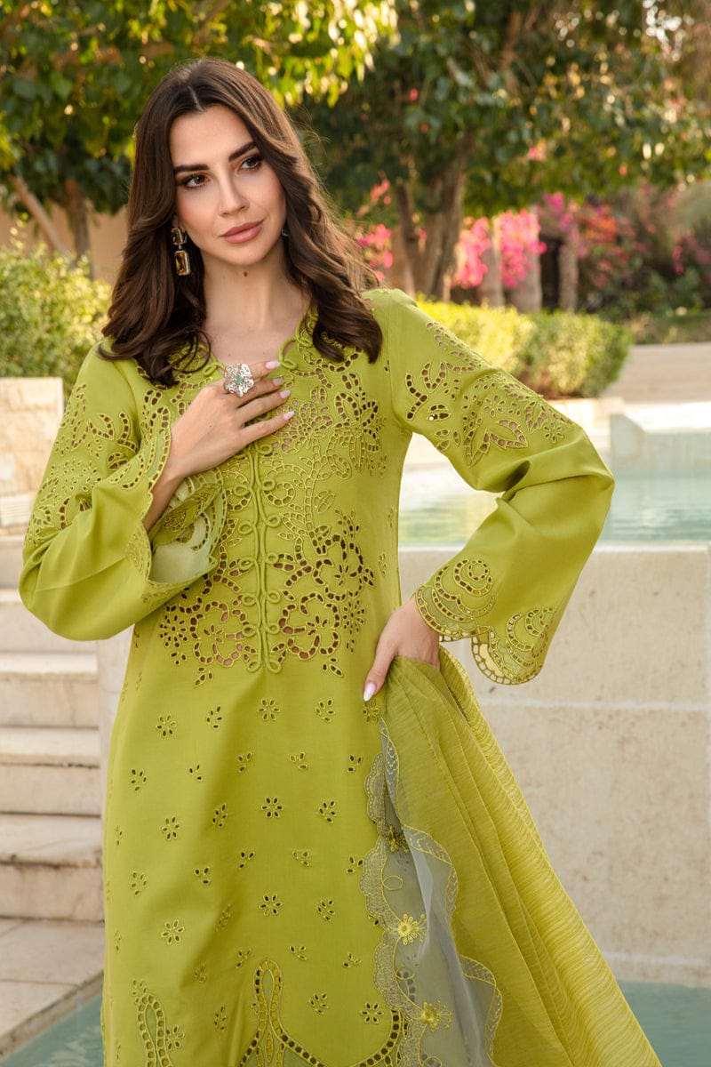 RR-RR2780 Lawn Unstitched Chikenkari 3pc Suit With Cotton Net Embroidered Dupatta