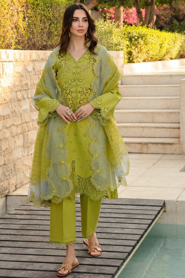 RR-RR2780 Lawn Unstitched Chikenkari 3pc Suit With Cotton Net Embroidered Dupatta