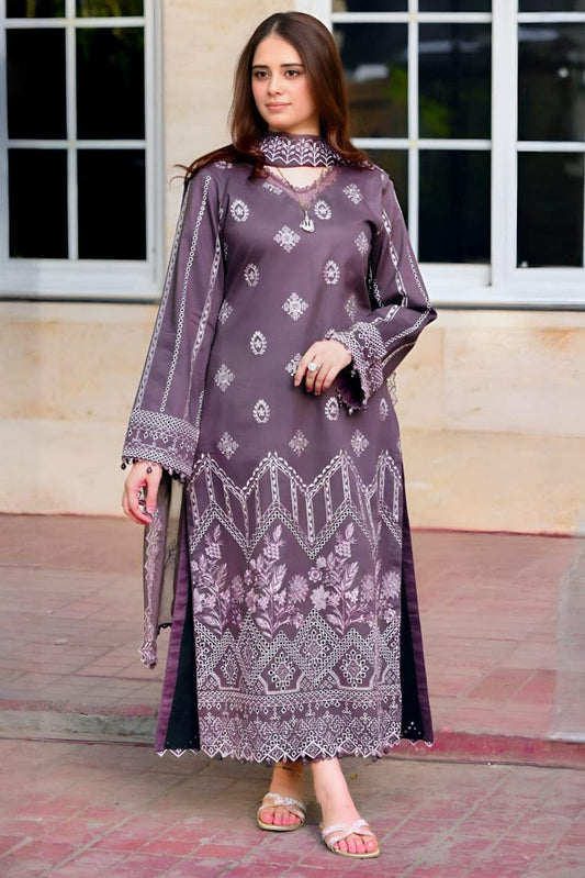 RR-NS915 Unstitched Fully Embroidered Lawn Suit With Bamber Embroidered Dupatta