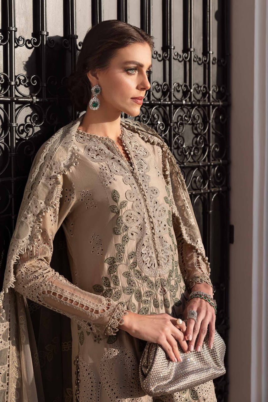 RR-MB2665 Lawn Unstitched Chiken Kari 3pc Suit With Organza Embroidered Dupatta