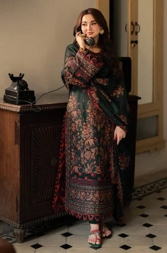 RR-AR 3550 Unstitched Lawn Embroidered 3Pc With Crinkle Embroidered Dupatta