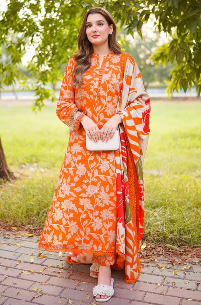 RR-AR1750 Unstitched Printed Lawn 3pc Suit With Chiffon Dupatta