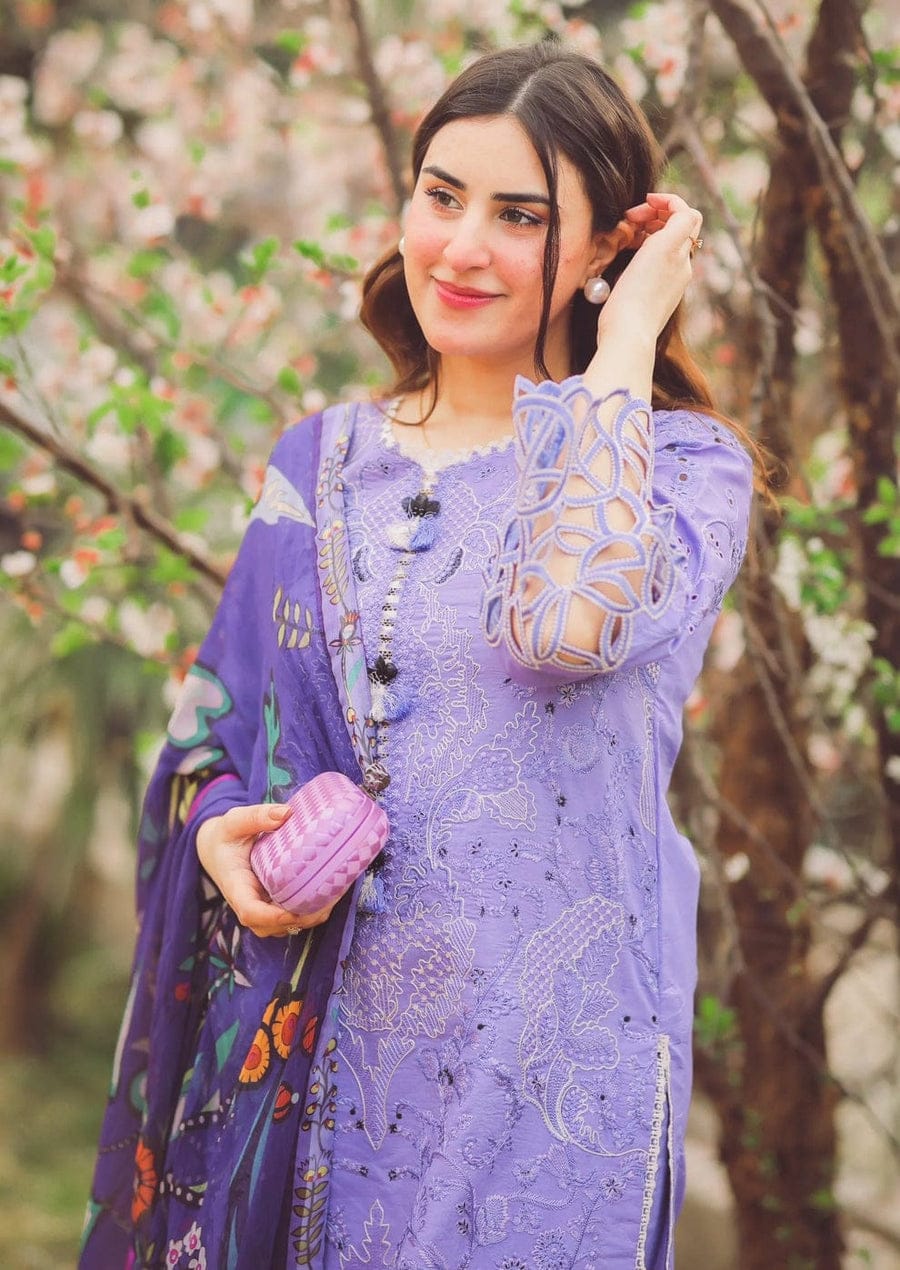 RR-04 Lawn stuff 3 Piece fully Embroidered Suit with Silk Printed Dupatta