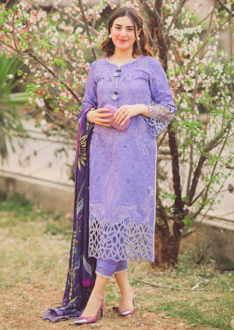 RR-04 Lawn stuff 3 Piece fully Embroidered Suit with Silk Printed Dupatta