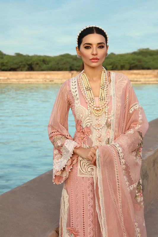 RR-28 Lawn Unstitched Embroidered 3pc Suit With Organza Embridered Dupatta