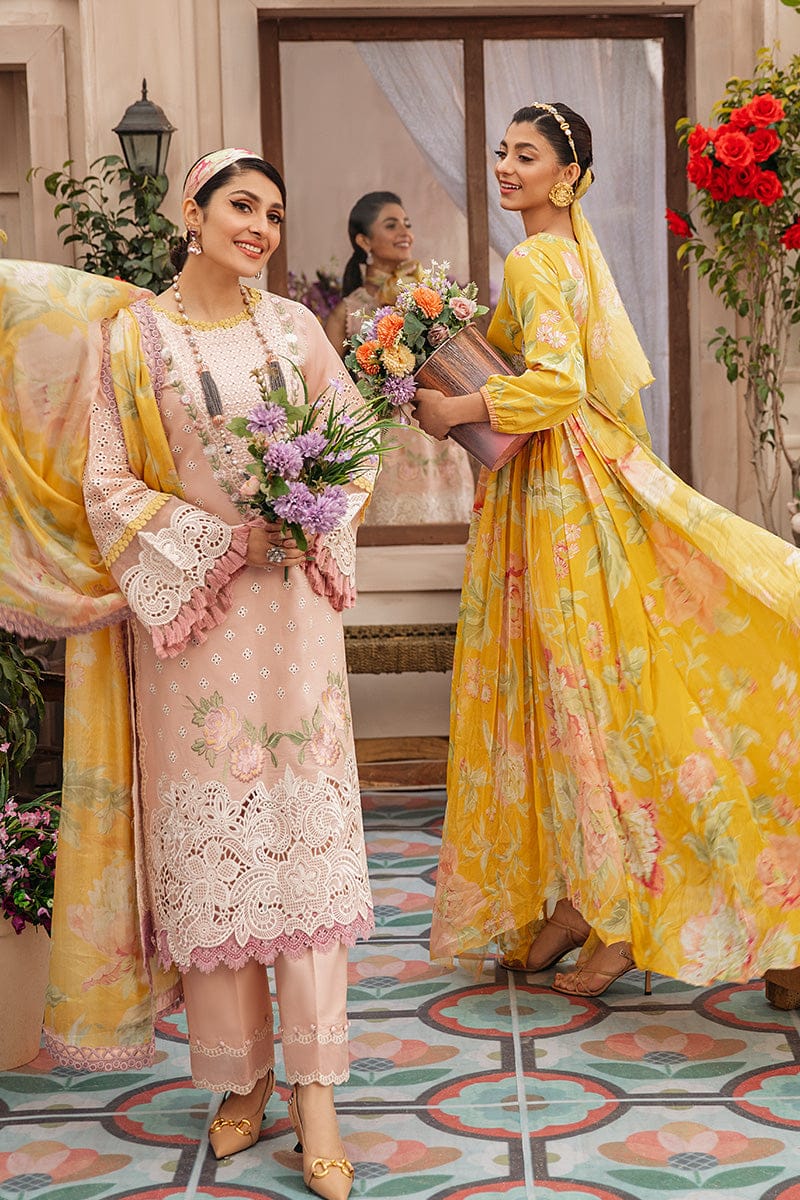 RR-MS22 Embroidered Unstitched 3Pc Chikenkari Lawn Suit With Silk Printed Dupatta