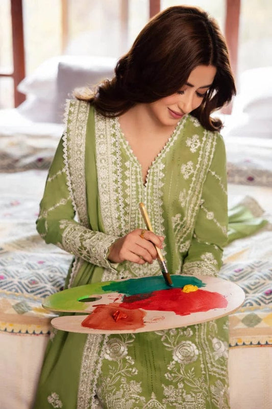 RR-2525 Unstitched Fully Embroided Lawn Suit With Lawn Embroidered Dupatta