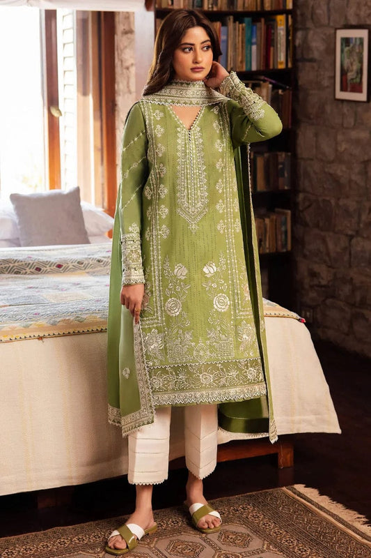 RR-2525 Unstitched Fully Embroided Lawn Suit With Lawn Embroidered Dupatta