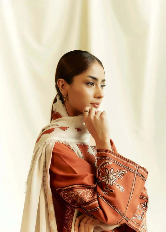 RR-ZS2555(B) Unstitched Embroidered Lawn 3pc Suit With Cotton Lawn Printed Dupatta