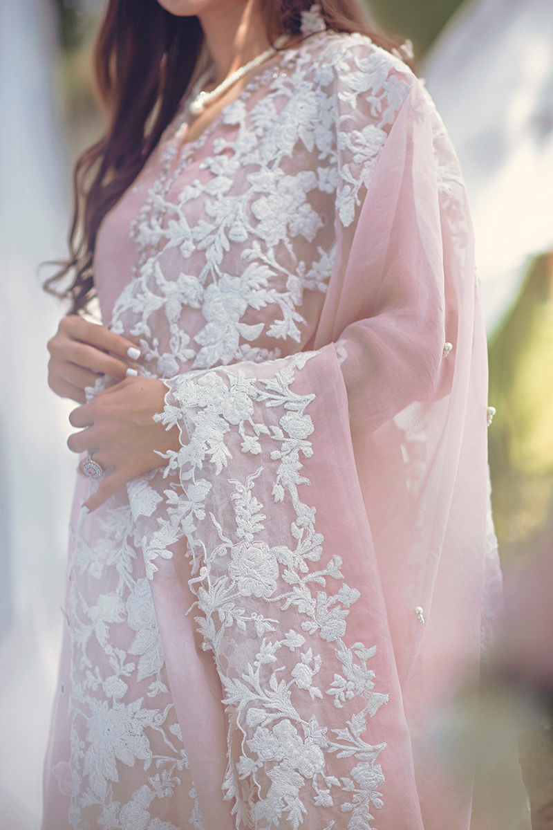 RR-90 Unstitched Lawn Embroided 3pc With Organza Embroidered Dupatta