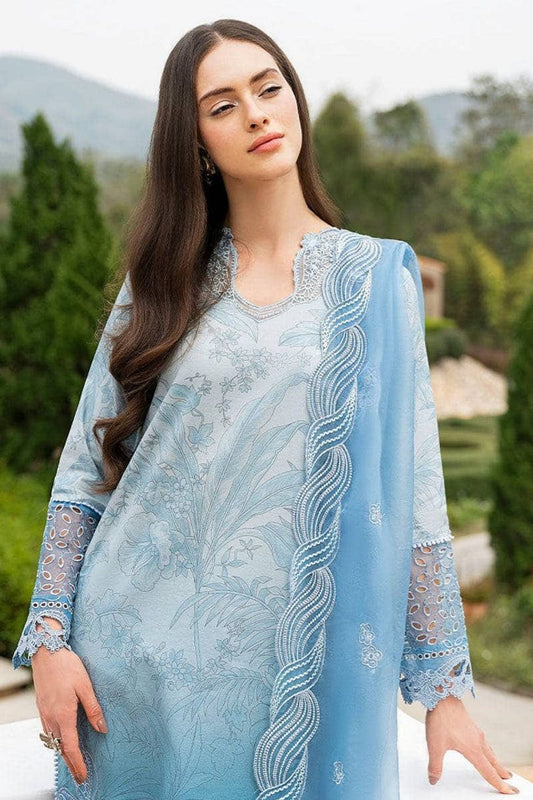 RR-MB510 Lawn Unstitched Embroidered 3pc Suit With Embroidered Organza Dupatta
