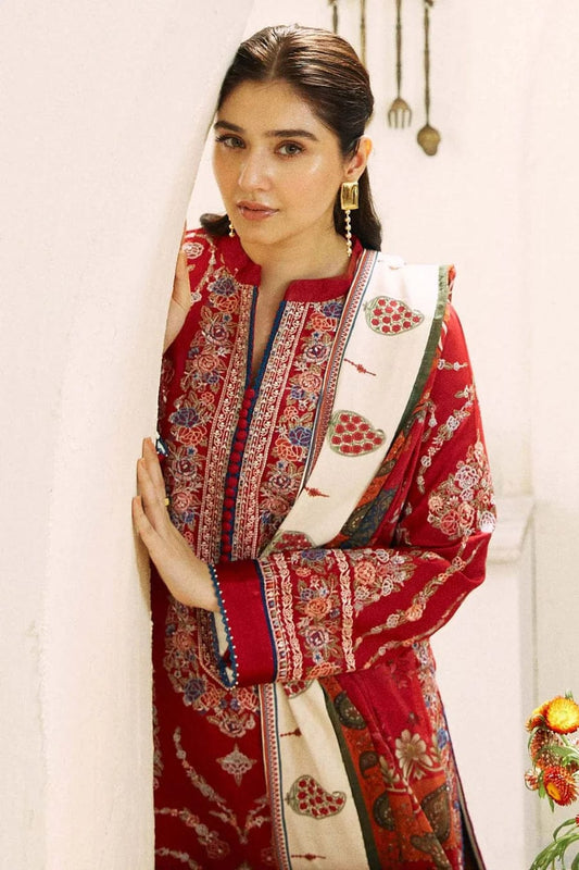 RR-ZS2550 Unstitched Fully Embroided Lawn Suit With Cotton Lawn Digital Printed Dupatta