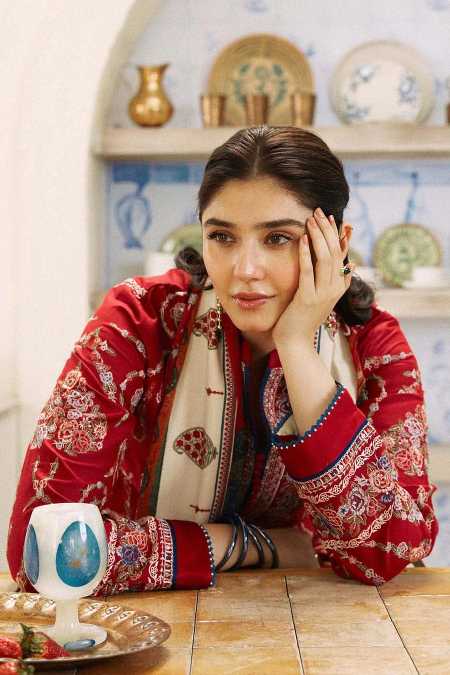 RR-ZS2550 Unstitched Fully Embroided Lawn Suit With Cotton Lawn Digital Printed Dupatta